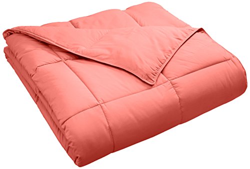 Superior Classic All-Season Down Alternative Comforter with Baffle Box Construction, Twin, Coral