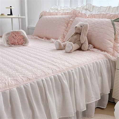 Set di 2 federe in cotone con volant, standard 48,3 x 73,7 cm, con chiusura a busta, per letto e decorazione della casa, morbide federe bianche