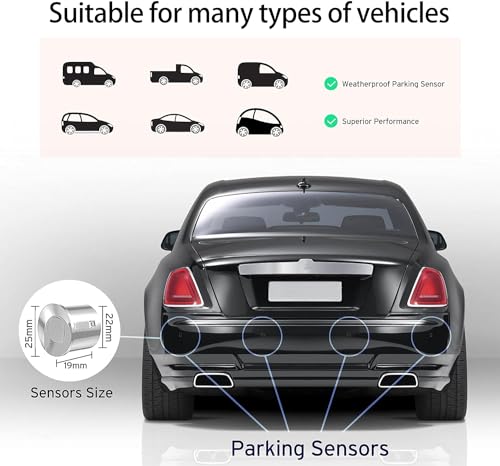 Image of AutoBizarre Reverse Parking Sensor Kit with 4 Parking Sensors, LED Distance Display with Sound Warning For All Cars Vans & Trucks (White)