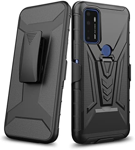 Galaxy Wireless Case for AT&T Radiant Max 5G / Cricket Dream 5G / Cricket Innovate 5G Case with Tempered Glass Screen Protector Hybrid Cover with Kickstand Phone Belt Clip Holster - Black