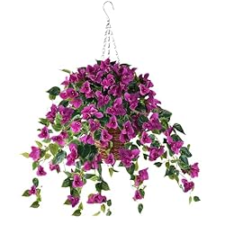 INQCMY Artificial Hanging Flowers with Basket for Spring Outdoors Decoration,Fake