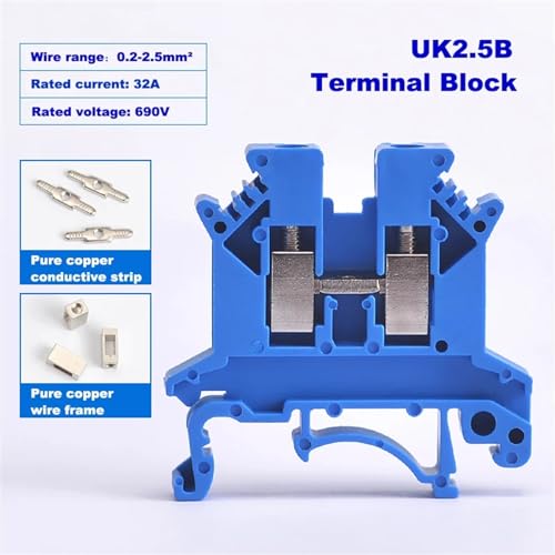 Bloque de terminales Bornier UK2.5B, conector eléctrico tipo tornillo para riel DIN de 32A 4