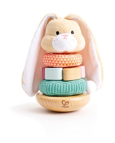 Hape Stapel‑Langohrhase – Holz Stapelspielzeug mit bunten Ringen und...