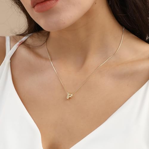 Image of Personalized Bubble Letter Initial Necklace, 14K Gold Plated, Dainty Pendant for Women, Trendy Gold Jewelry
