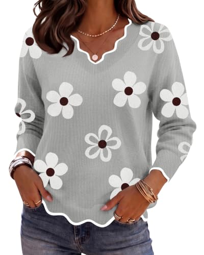 Image of Zeagoo Women's 2026 Fall V Neck Sweater Long Sleeve Lightweight Knit Tops
