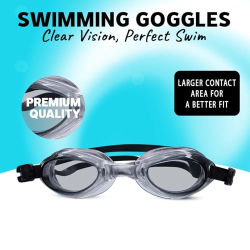 Image of Confidence Swimming Goggle for Kids and Adults Swim Goggles with Adjustable Strap for Boys and Girls Swimming Goggles with UV and Anti-Fog Protection (Combo of 4-2Pink+2Black)