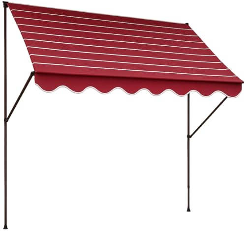 Angerer Klemmmarkise Exklusiv mit Handkurbel, Terrasse/Balkon, einfache Montage ohne Bohren, Made in Germany, hochwertiger Stoff, UV-beständig, höhenverstellbar, wasserabweisend, 300 cm Bordeaux