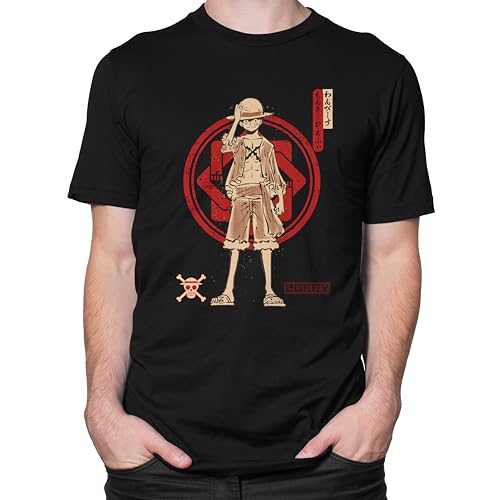 Comic Studio One Piece Camiseta | Monkey D. Luffy | Negro | L T-Shirt, Unisex