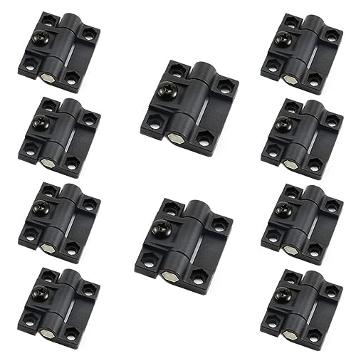 10PCS Adjustable Torque Hinge 43mmx36mm Black Plastic 4 Countersunk Holes Adjustable Position Control Hinges Door Hinges