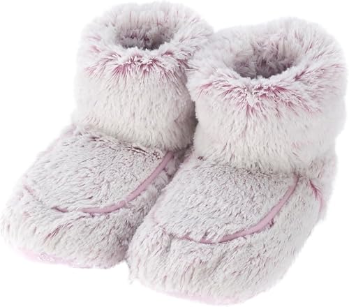 FNX Warmies Microwaveable Slippers | Heatable, Warm, Comfy Indoor Boots | Plush Faux Fur - Infused with Relaxing Lavender | For Cold Feet, Pain, Relaxation & Relief | Pink, One Size Fits Most