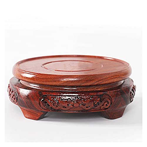 LUCBEI Base de bonsái vintage de forma redonda, jarrón de madera, lámpara de mesa para acuario, base de tetera, soporte de exhibición estable para decoración del hogar (tamaño: XL)