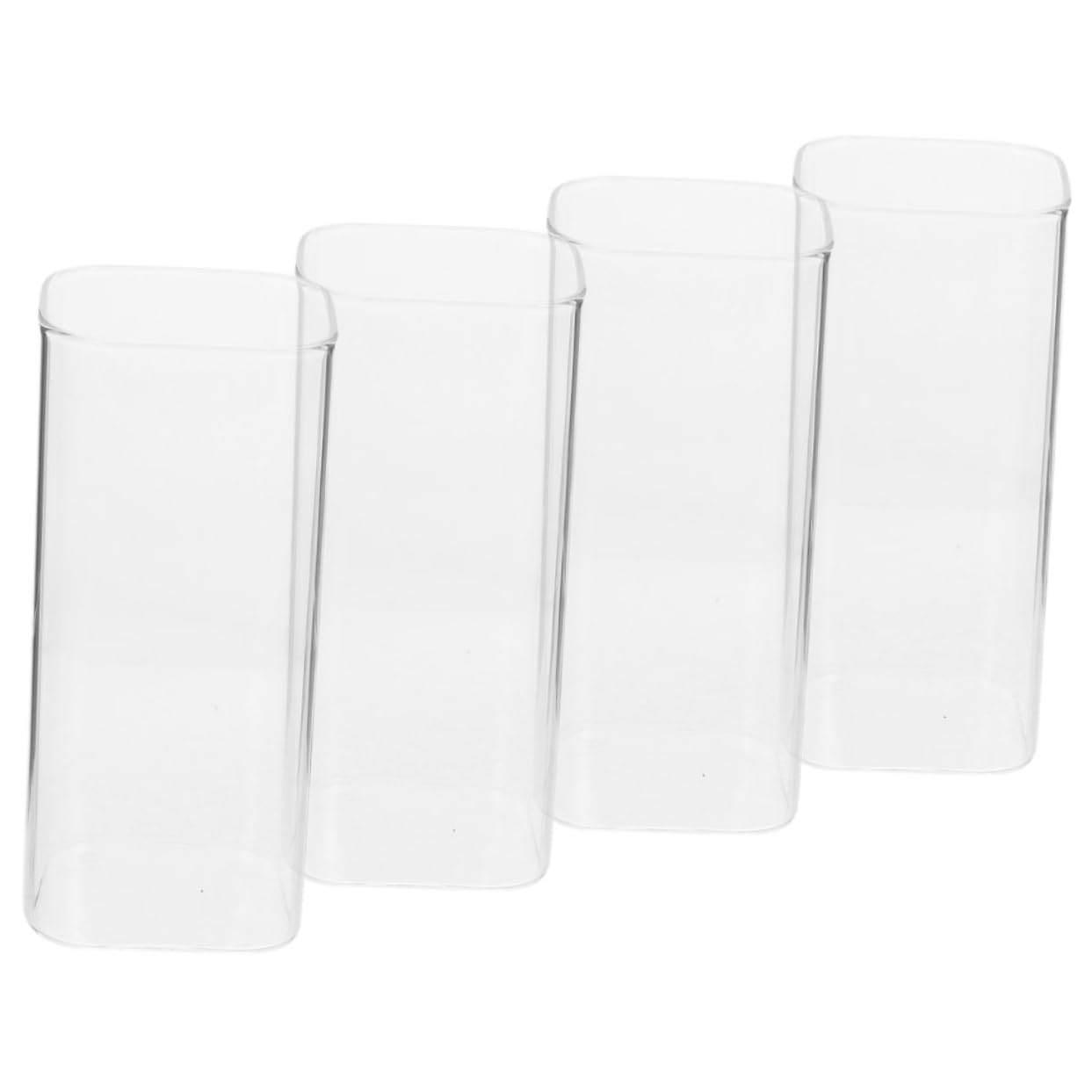 VILLFUL 4pcs Heat-resistant Glass Glasses Tall Glass Cup Drinking Tool Square Base Glass Cups Glass Cups for Water Drinking Cup Juice Cups Water Cup Ice Tea Cups Kitchen Glassware