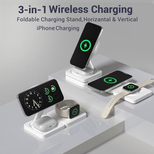 Image of 3 in 1 MagSafe Wireless Charging Station for Apple Watch iPhone AirPods