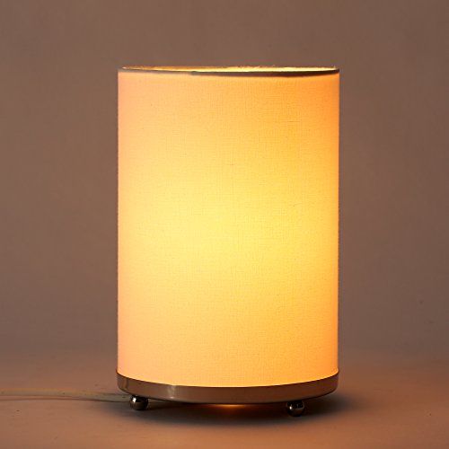 Craftter Textured Round Table Lamp for Home, Office- White Shade Metal Base Night Lamp- Decorative Desk Lamp for Bedroom, Kids Room, Bedside, 9X6 Inch, Pack of 1