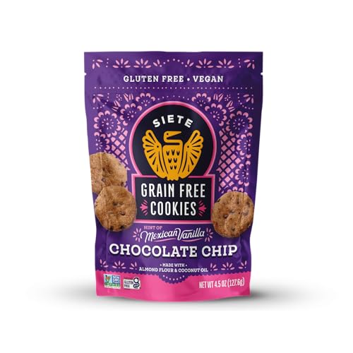 Siete Grain Free Hint of Mexican Vanilla Chocolate Chip Cookies | Vegan | Gluten Free | Non GMO | Dairy Free | Made with Almond Flour & Coconut Oil | 4.5 Oz. Bag (Pack of 6) image 2
