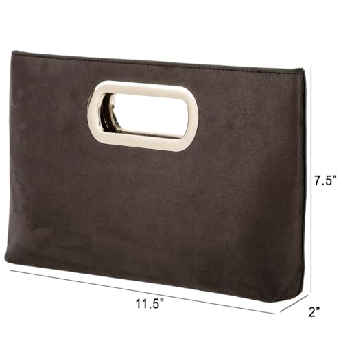 Image of Top Handle Faux Suede Clutch