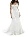 SIQINZHENG Women's Sweetheart Full Lace Beach Wedding Dress Mermaid Bridal Gown Ivory