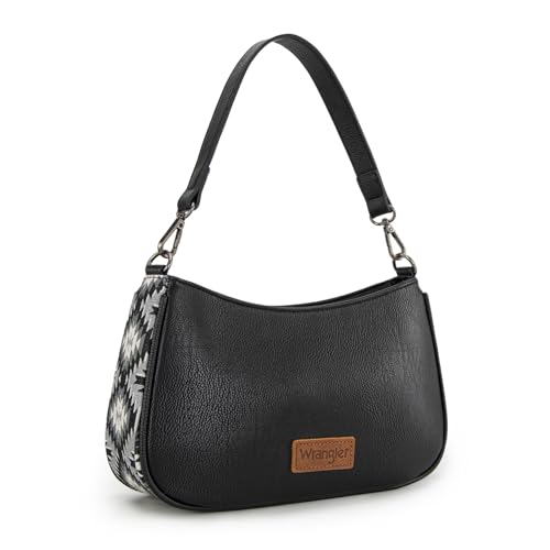 Wrangler Western Hobo Purse for Women Small Shoulder Bag Aztec Cute Mini Clutch Handbag Going Out Purse WG-HB-205-198-BK