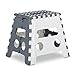 Relaxdays Tritthocker klappbar, einstufiger Klapphocker mit Griff, bis 120 kg, Kunststoff, 32 x 37 x 29,5 cm, grau/weiß