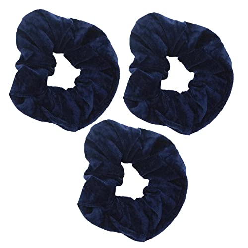 Topkids Accessories - Velvet Scrunchie Scrunchies Elastic Hair Band Ponytail Holders Hair Scrunchie Hair Bobbles Hair Accessories for Women, Ladies, Girls - Pack of 3 (Navy Blue)