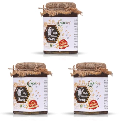 Image of Nutriorg Certified Organic High Altitude Honey 500g | 100% Pure, Unadulterated, and NMR Approved | Raw Himalayan Honey for Weight Management, Energy Boost & Immunity | No Added Sugar | Natural Sweetener