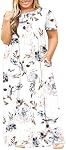 WNEEDU Womens Plus Size Maxi Dresses Summer Casual Long Dress Short Sleeve with Pockets 2026
