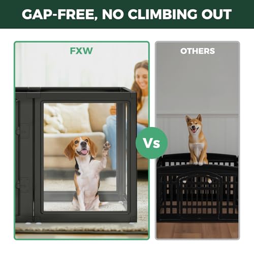 Image of FXW AuraSpace Acrylic Indoor Dog Playpen for Medium Dogs, 35 Inch, 8 Panels, Black