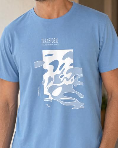 Image of Nobero 100% Cotton T Shirts for Men Stylish | Regular Fit | Graphic Printed T Shirts for Men 180 GSM Combed Cotton | Round Neck Half Sleeve