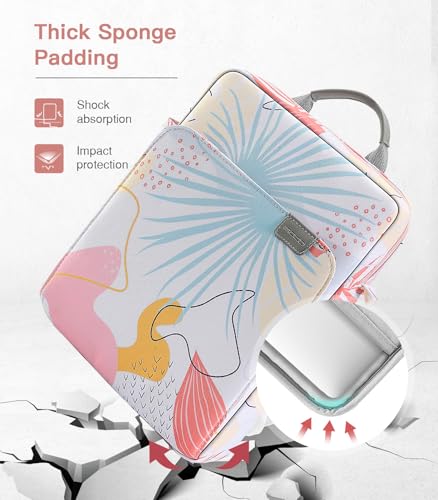 Image of MoKo 13.3-14 Inch Laptop Sleeve Bag Fits Mac Neo 13-inch A18 Pro, Mac Pro 13.3 inch M2 2022 /M5 /M5 Pro /M5 Max 14.2 inch 2026, Mac Air 13.6 inch M5 2026, Handle Carrying Case with Shoulder Strap,Tropical Leaf