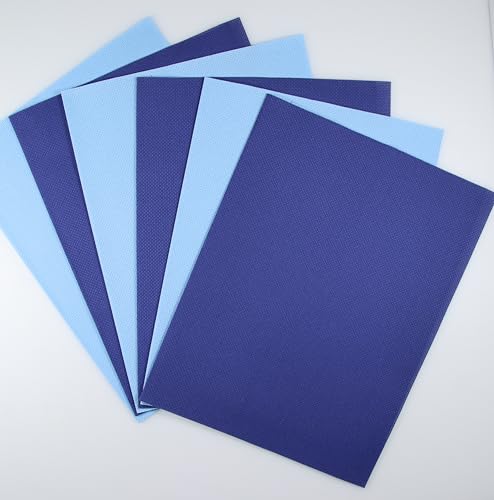 Image of KCS 4 /6 pc of 12 inch x 18 inch 30cmx45cm 16CT Counted Cotton Aida Cloth Cross Stitch Fabric (Light Blue+Royal Blue, 6 pc)