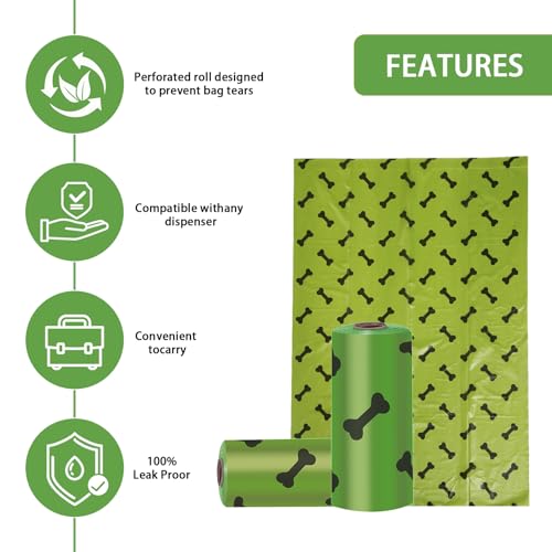 Image of HZDHCLH Poop Bags for Dogs Leak Proof Extra Thick Dog Poop Bags, Green Bones 36 Rolls 9 inch x 13 inch Lavender Scented Pet Waste Bag, 540 Count