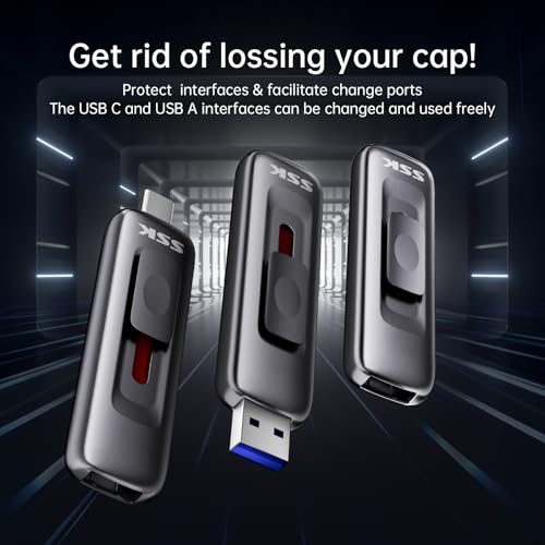 Image of SSK USB Drive 128GB,2-in-1 Type C+ USB A 3.2 Gen2 External Solid State Drive,Fast Thumb Drive 550MB /s Memory Stick for iPhone 15 /16 /Android Phone /Tablet /Windows /Mac