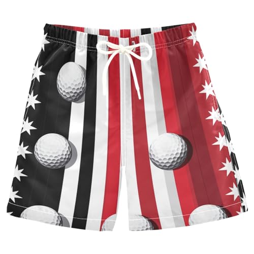 Boys Beach Board Shorts America Golf Baseball Swim Trunk Teen Swimwear 8-16Y Multicolor