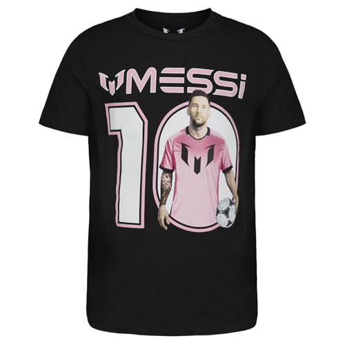 Image of Messi Boys' Lifestyle Short Sleeve T-Shirt, Slim-fit Graphic Tee, Cotton Blend Fabric