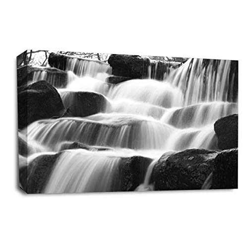 LR Le Reve Forrest Waterfall Wall Art Green Canvas Calm Water Abstract Home Decor Picture Print