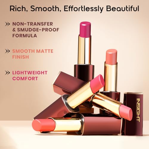 Image of INSIGHT Pure Matte Lipstick - First Text| High Pigment, Long Lasting Smooth Matte Finish | Enriched with Vitamin E & Coconut Oil - 3.3 g