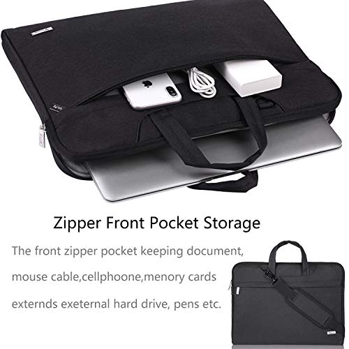 Voova Laptop Bag 17 17.3 Inch Water-Resistant Laptop Sleeve Case With Shoulder Straps & Handle/Notebook Computer Case Briefcase Compatible With Macbook Pro/New Razer Blade Pro 17 / Acer/Asus/Hp,Black #TOP1