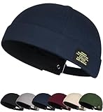 Bonnet Docker Été Maille sans Bord Visiere Casquette Skullcap Travailleur Chapeau Fashion Réglable Casquette de Marinrier Unisexe Coton Docker Cap Casquette sans Visiere Homme Femme Bonnet Hat