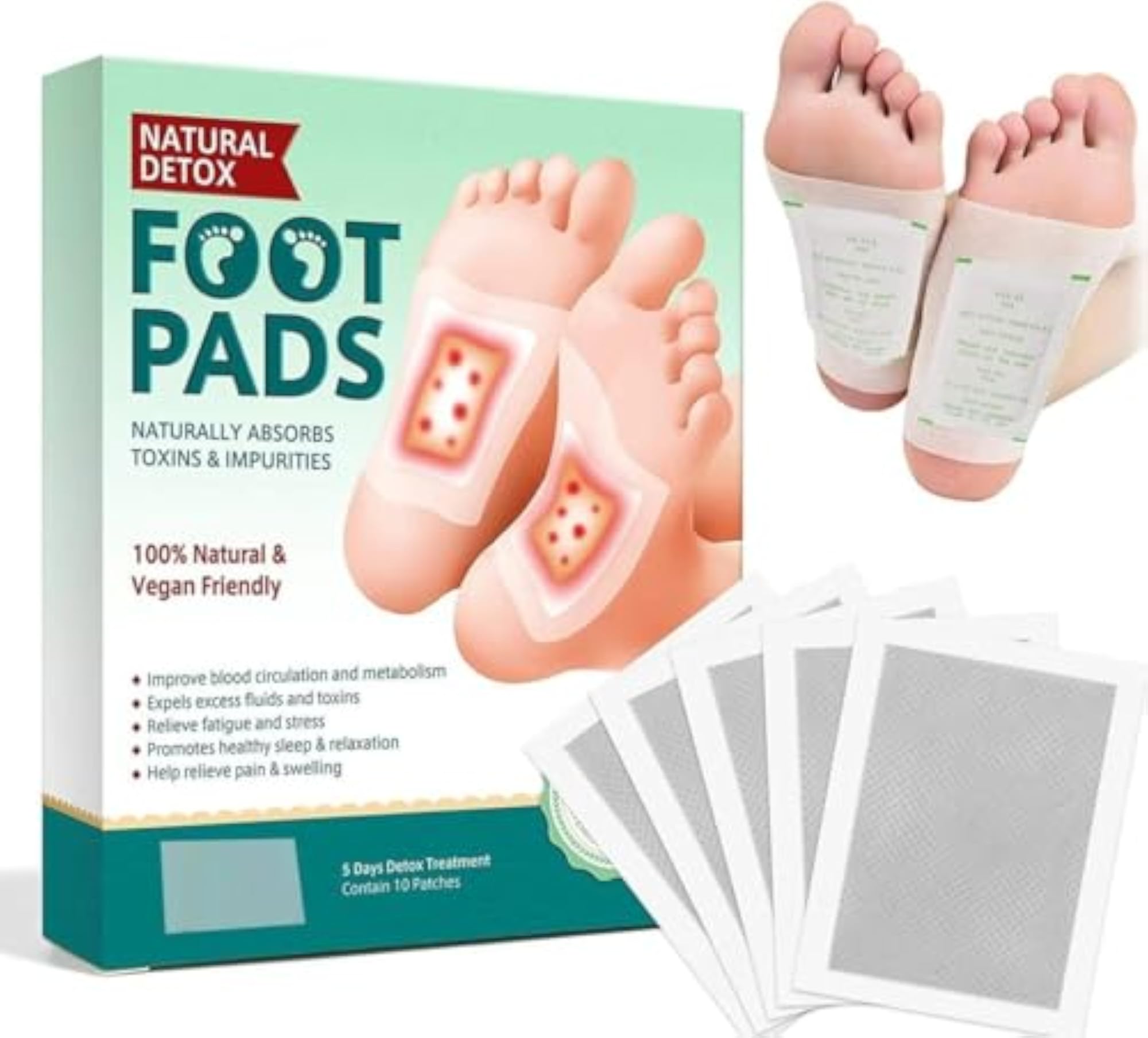 Foot Detox Pad with Mugwort, Ginger Root and Ginseng Root Extract