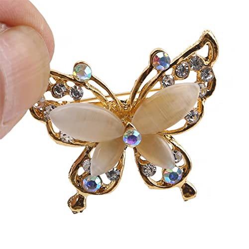 Junyy Women's Rhinestone Crystal Butterfly Brooch Pins Elegant Insect Scarf Shawl Corsage Clothing Accessories(Gold), 0.3527 Ounce #TOP2