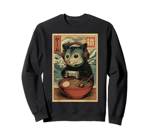 Cute Kawaii Gamer possum Funny Ramen Retro Japanese Gaming Sweatshirt