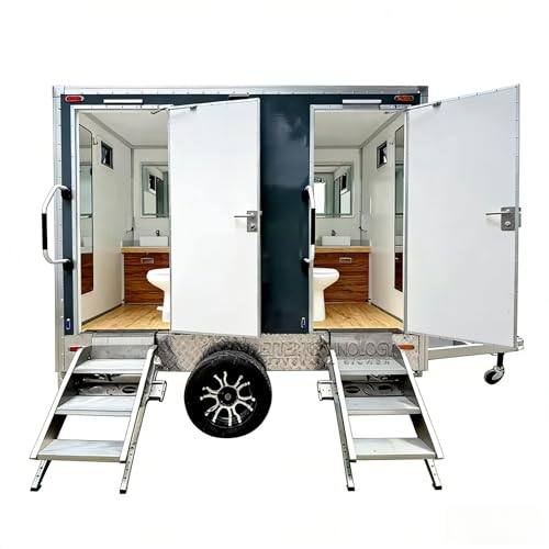 Luxury 2-Stall Restroom Trailer, Mobile Toilet Trailer with Sink – Portable Restroom for Outdoor Events & Sites