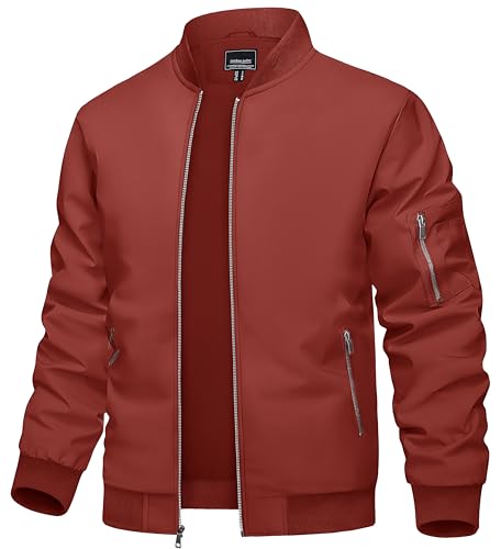 TACVASEN Jackets for Men Casual Bomber Jackets Light Weight Fall Spring Windbreaker Zip Up Coat Sport Jacket Outdoor Bomber Jacket Men