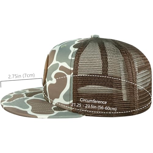 Image of BASSDASH Flat Brim Trucker Cap Adjustable Snapback Hat Mesh Back for Men Women