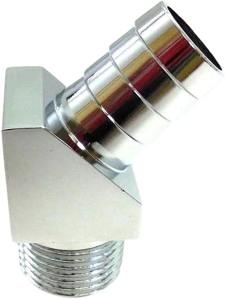 Chrome Billet Aluminum 45 Degree Heater Hose Fitting 5/8" 1/2" NPT SB For Ch evy