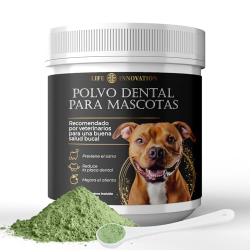 Polvo Dental para Perros y Gatos, 80 g – para Mal Aliento, Reducción de Sarro, Prevención de Problemas Dentales, Alternativa Natural Sin Cepillado Diario.