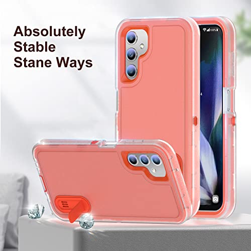 IDweel for Galaxy A14 5G Case with Build-in Kickstand, Clear/Orange - image 3