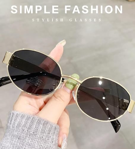 Trendy Retro Oval Sunglasses for Women Men Small Metal Frame Sun Glasses Ladies Shades BS12004