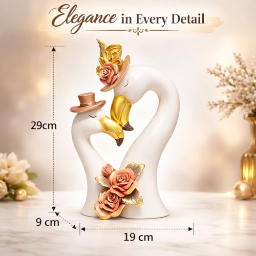 Image of ARMONIA Soulmate Swan Couple Figurine Showpiece 29cm |Luxury Polystone Love Romantic Statue for Living Room,Wedding,Anniversary & Housewarming Gift