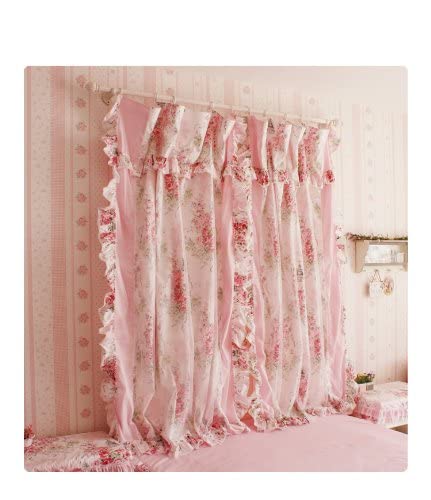 DIAIDI Korean Style Elegant Pink Rose Printed Cotton Curtains for Bedroom Eco-Friendly Floral Farmhouse Window Drapes for Living Room (78" W*94" H/Panel, 2 Panels)